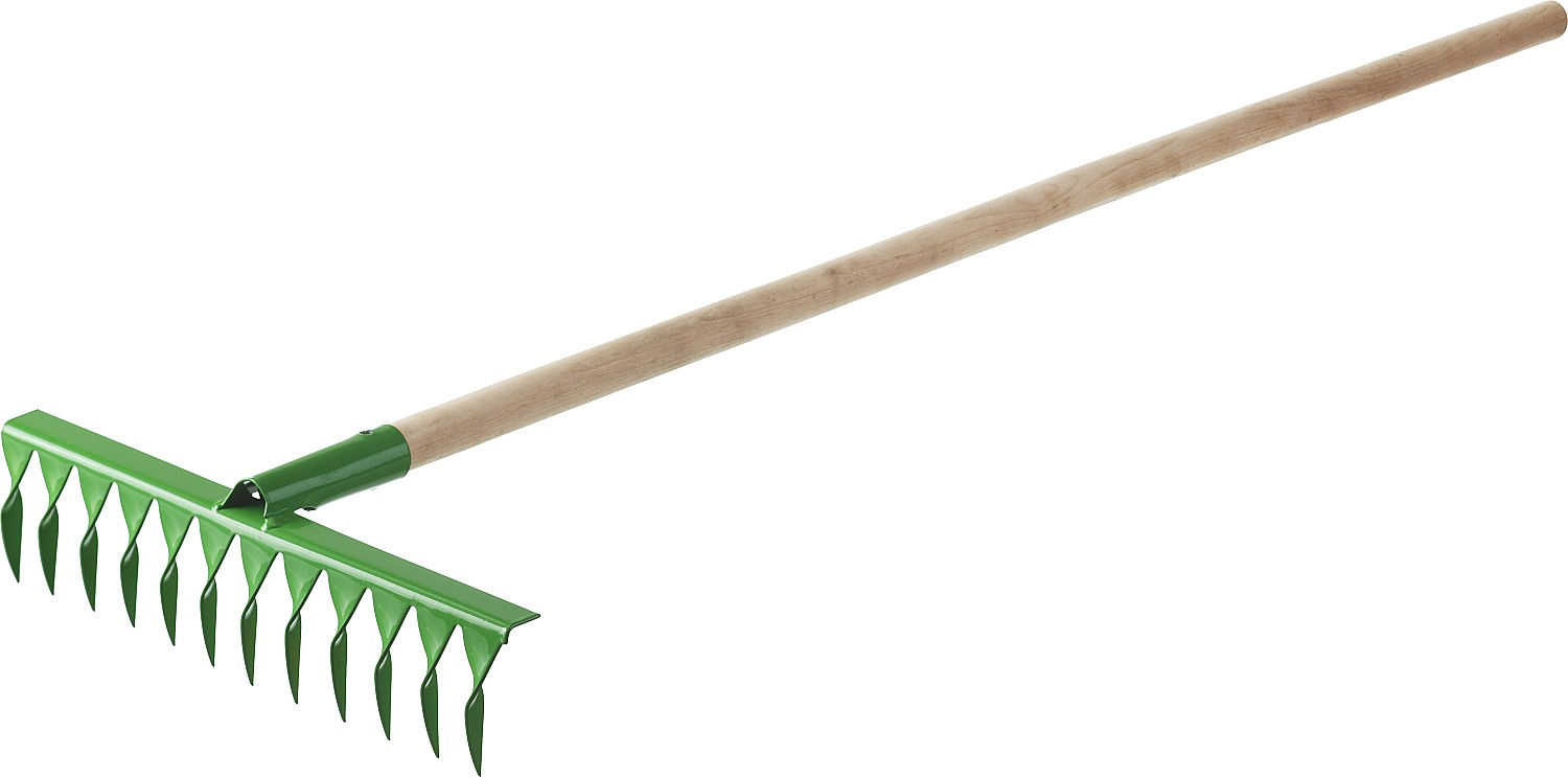 Грабли РОСТОК 430 x 100 x 1500 мм, 14 витых зубьев, сталь, покрытие краска, деревянный черенок высший сорт 421900-14