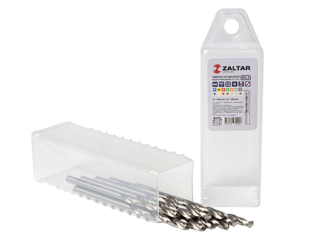 Комплект свёрл по металлу индустриальных, 10 шт, DIN 338, HSS-G, Тип N, 5xD, O3.30 мм (ZA-73033-S10)