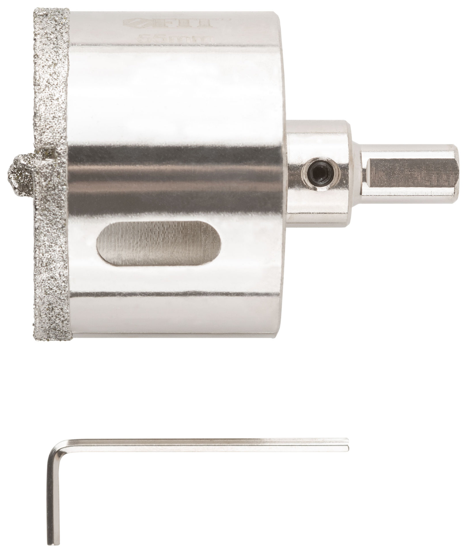 Коронка кольцевая по керамограниту, камню и кафелю алмазная с центровочным сверлом 55х70 мм (16222)