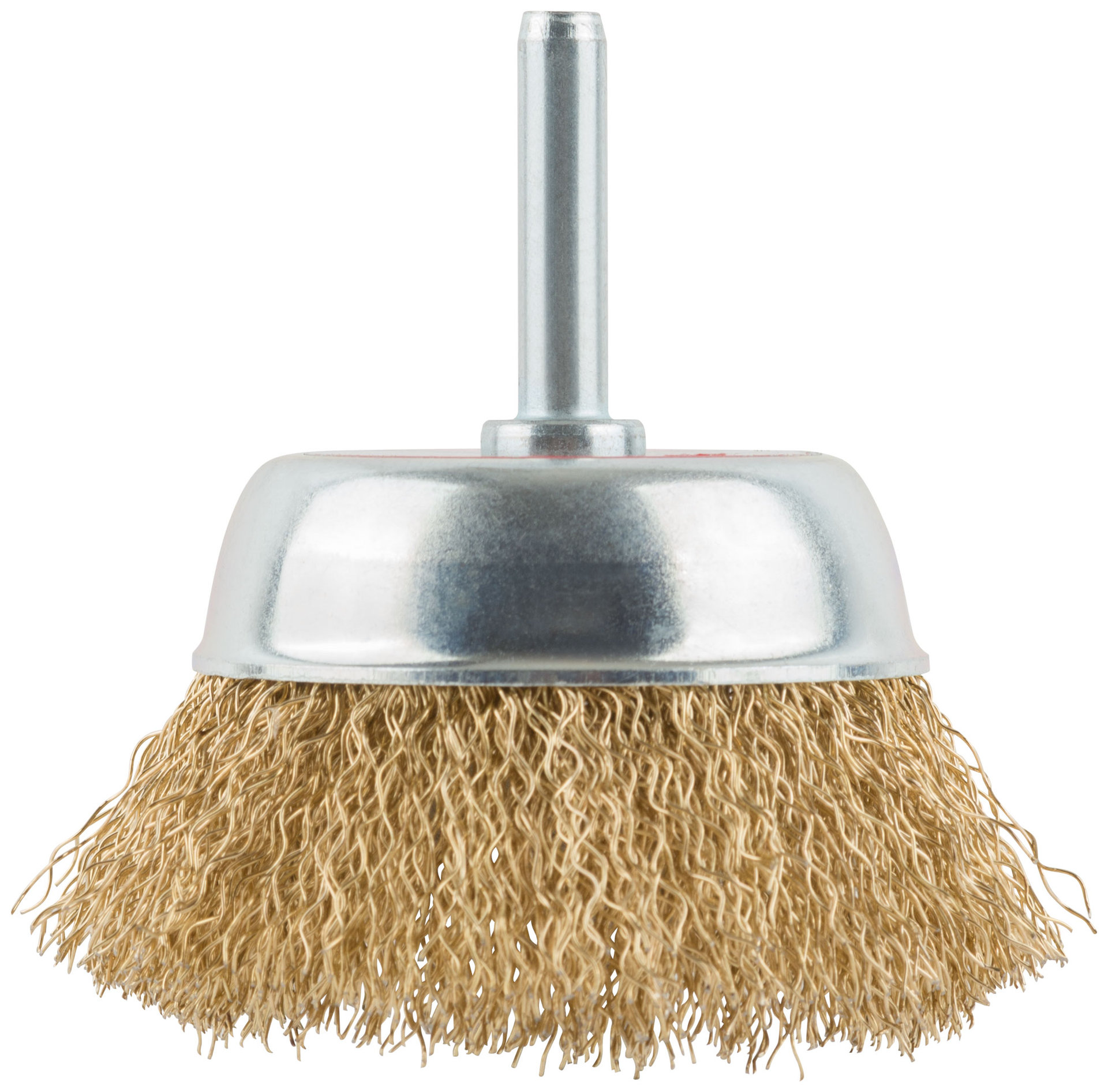 Корщетка чашечная, со шпилькой, стальная латунированная волнистая проволока 65 мм (38467)