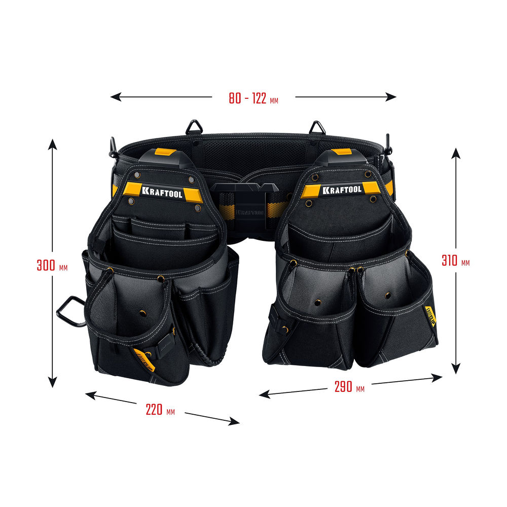 Пояс монтажника в комплекте: пояс монтажника и 2 большие сумки KBS-3L KRAFTOOL 38761
