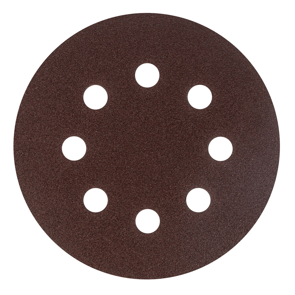 Круг абразивный на ворсовой подложке под липучку, перфорированный, P 100, 125 мм, 5 шт Сибртех (738057)