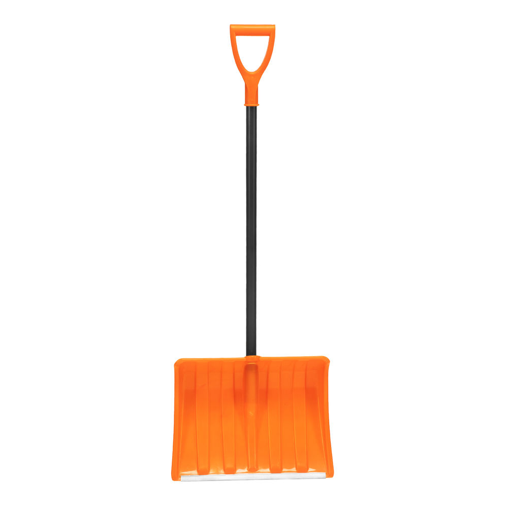 Лопата для уборки снега пластиковая, 490х370х1350 мм, стальной черенок, усиленная Сибртех (61667)