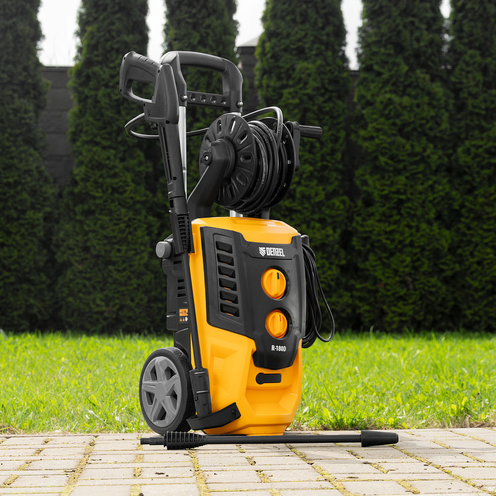 Моечная машина высокого давления R-180D, 2200 Вт, 180 бар, 380 л/ч, с барабаном Denzel (58239)