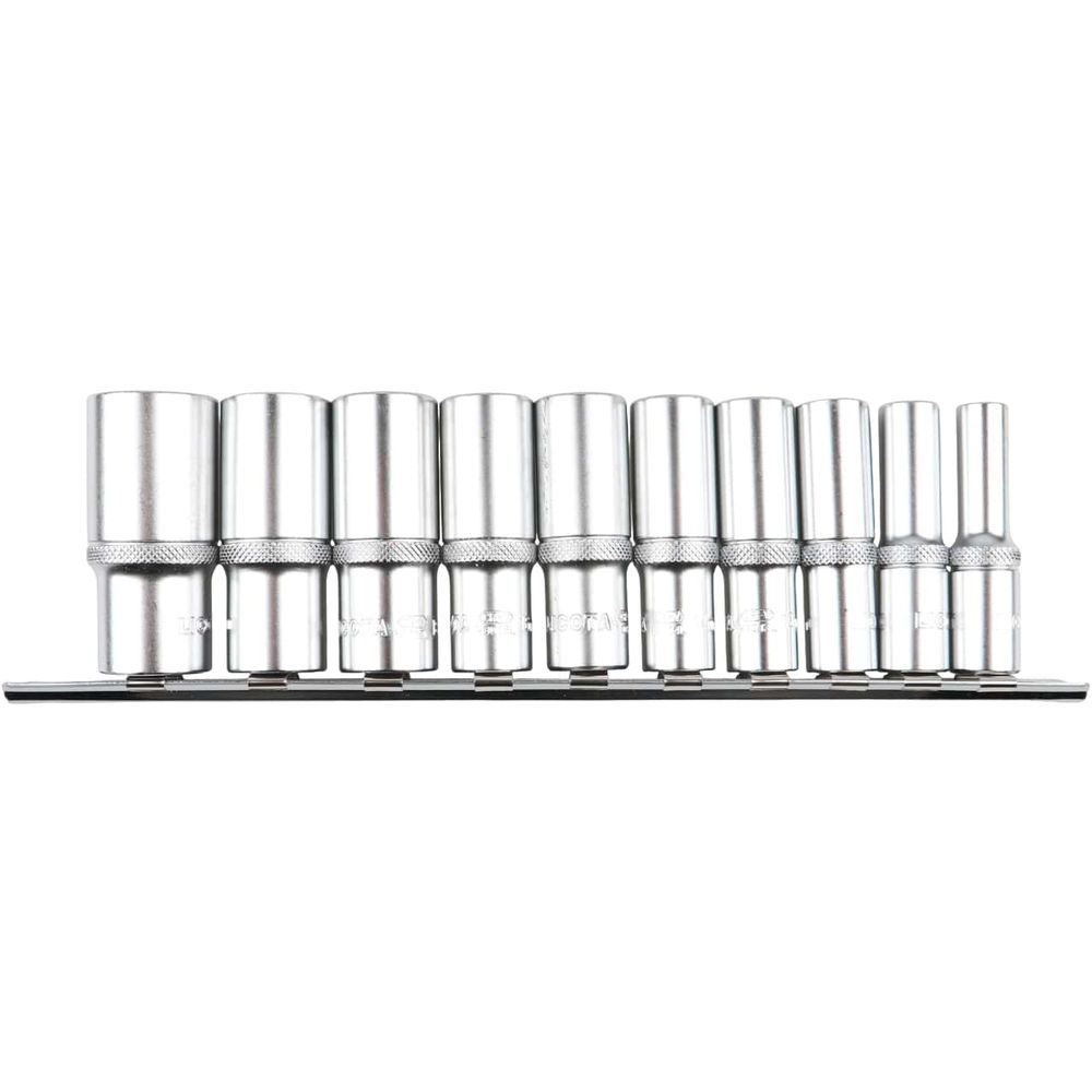 Набор глубоких торцевых головок 6-ти гранных 10 пр. на линейке, 8-22 мм 3/8 Licota TBS-23103