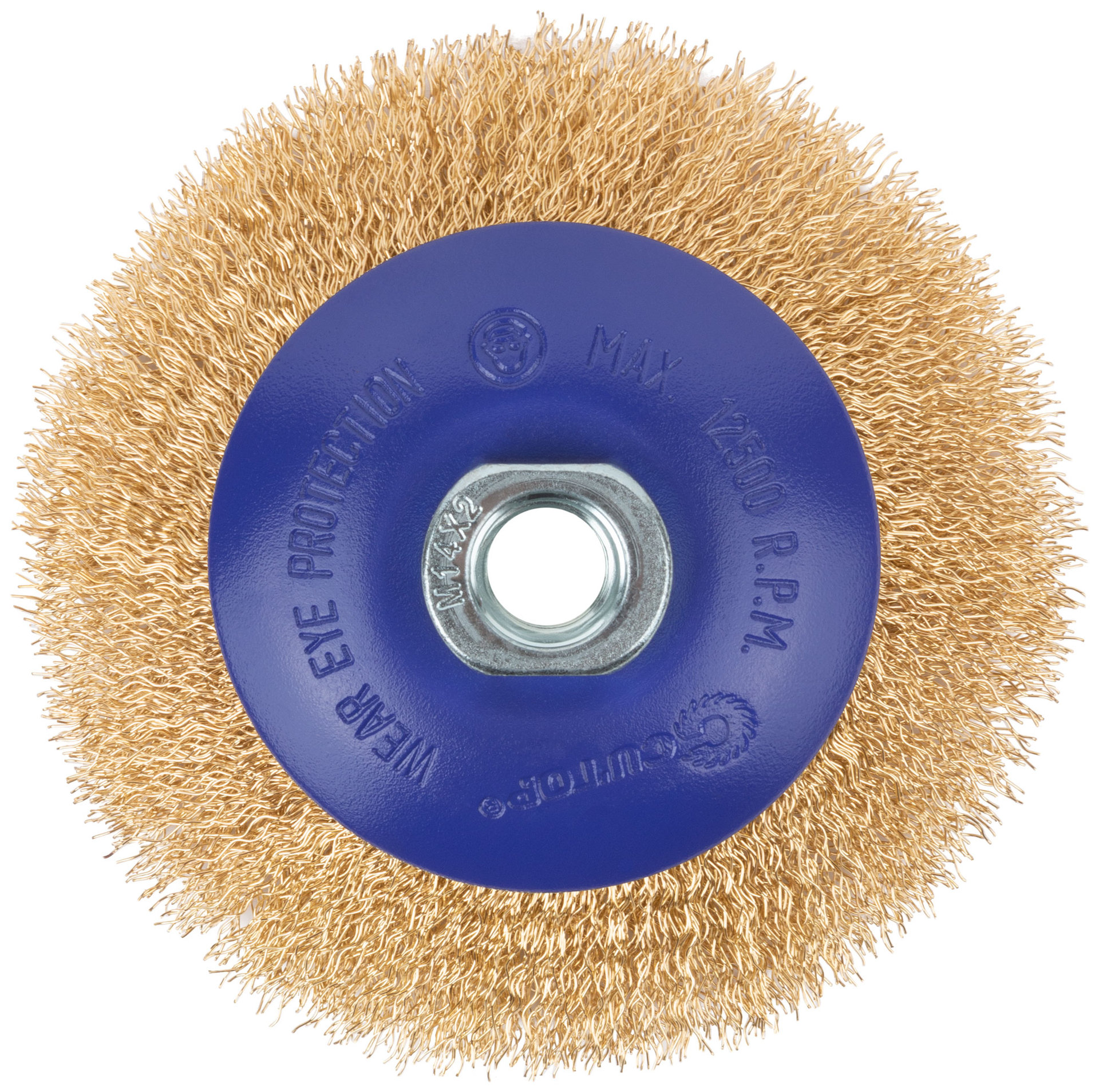 Щетка для УШМ, М14, тип Тарелка, латун. витая проволока 0,3 мм, 115 мм, блистер, CUTOP Profi (82-902)