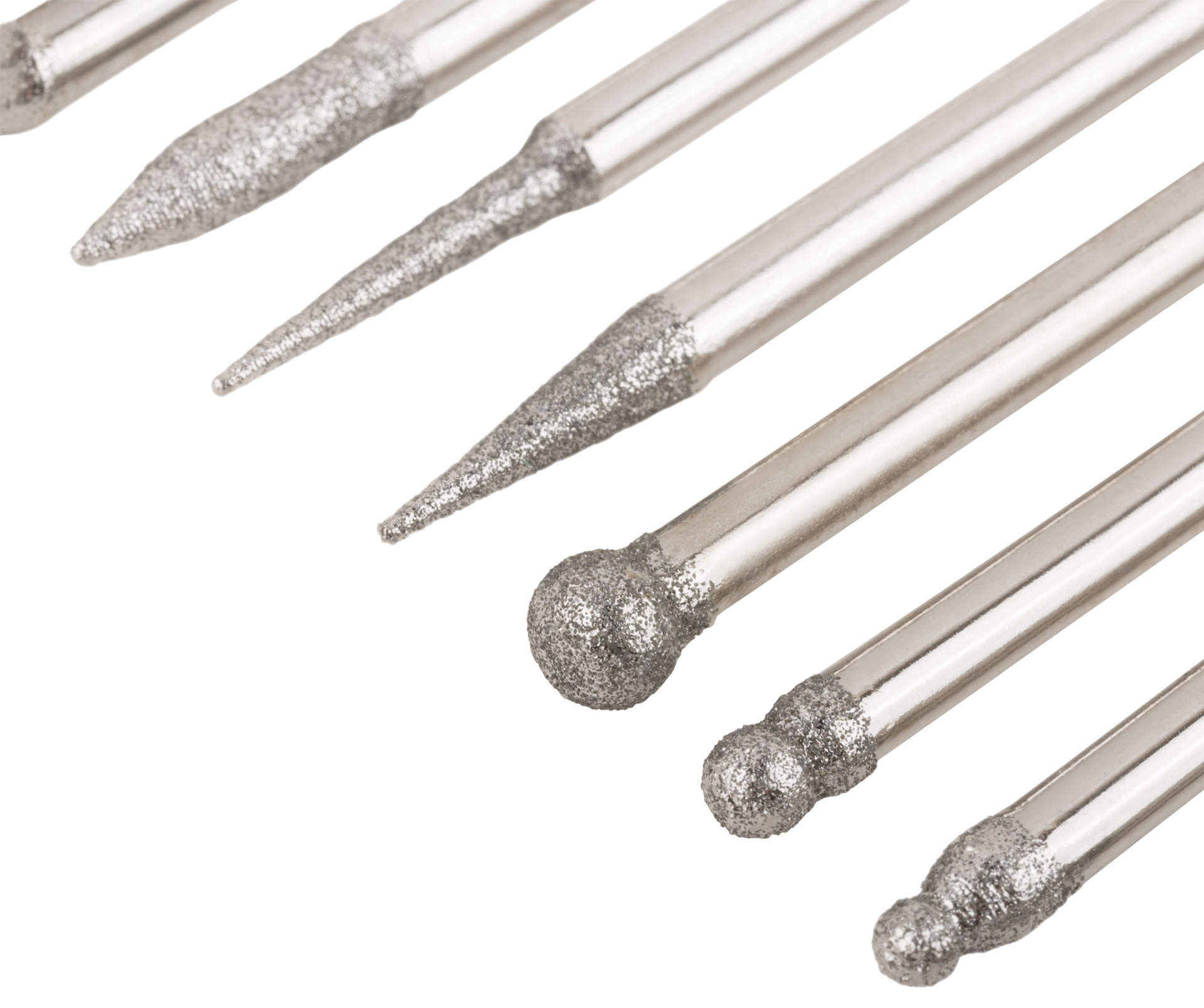 Шарошки, усиленная сталь с алмазным напылением, штифт диам. 3 мм, 20 шт. (36480М)