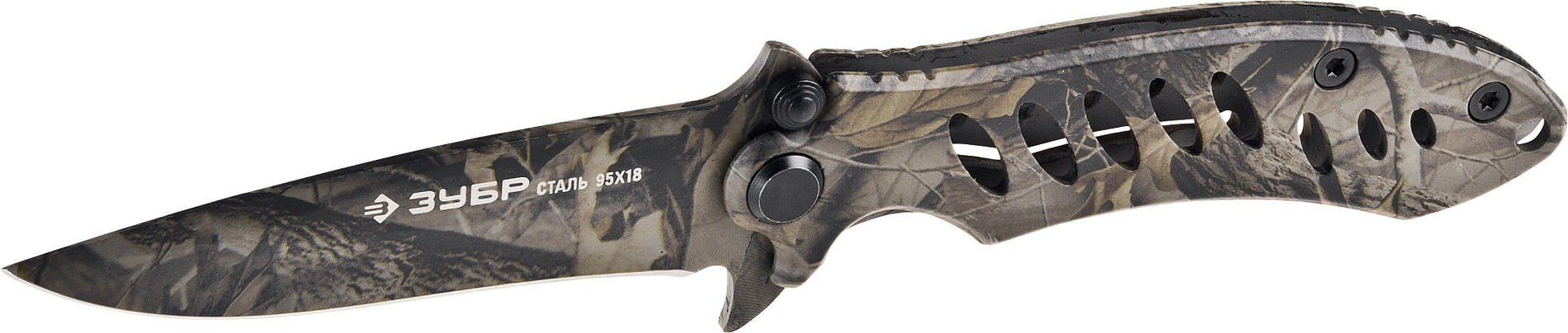 Складной нож 205 мм лезвие 90 мм цельнометаллический ЗУБР Охотник 47702