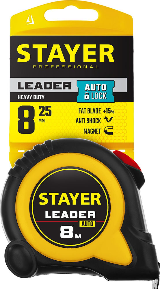 Рулетка с автостопом 8 м х 25 мм Leader Professional STAYER 3402-08-25