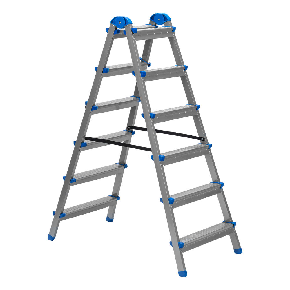 Стремянка двухсторонняя 6 ступеней, сталь профиль, стальные ступени, Сибртех (97986)