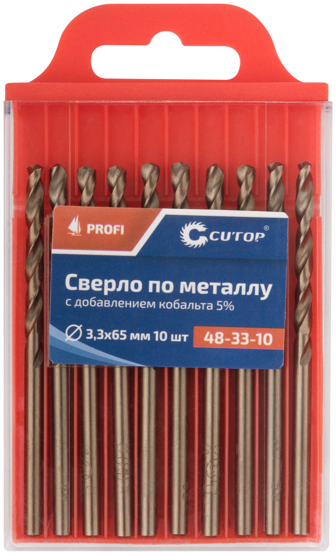 Сверло по металлу Cutop Profi с кобальтом 5%, 3,3 x 65 мм (10 шт) (48-33-10)