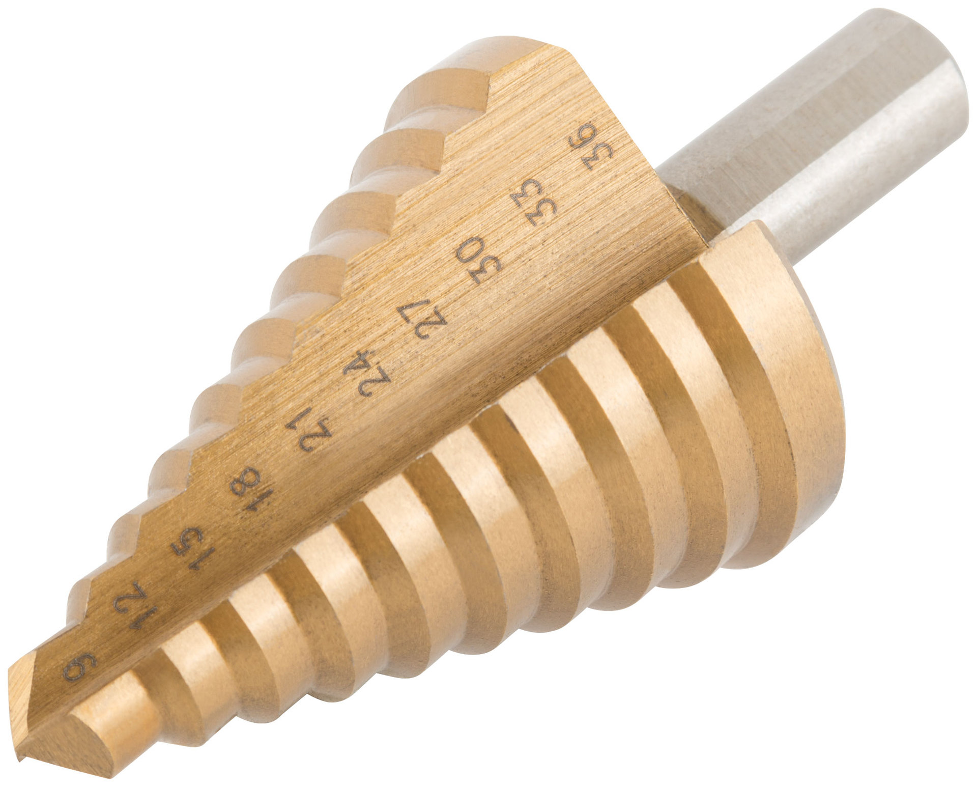 Сверло ступенчатое HSS по металлу, 10 ступеней, 9-36 мм