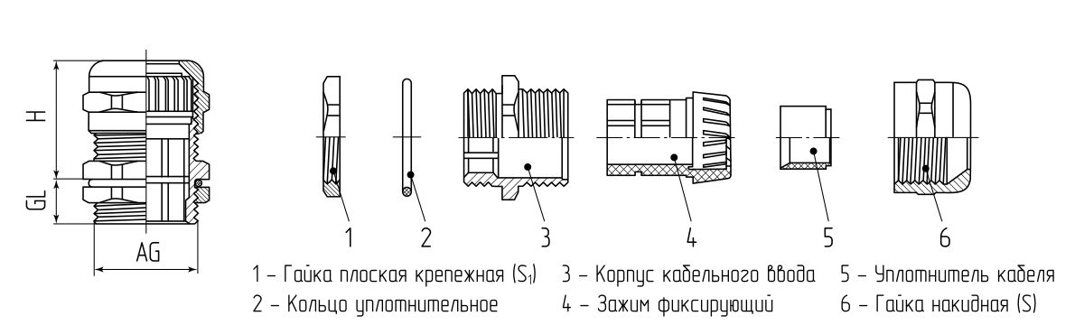 Ввод кабельный латунный PGM-L 36 (25-32 мм) (Fortisflex) (88840)