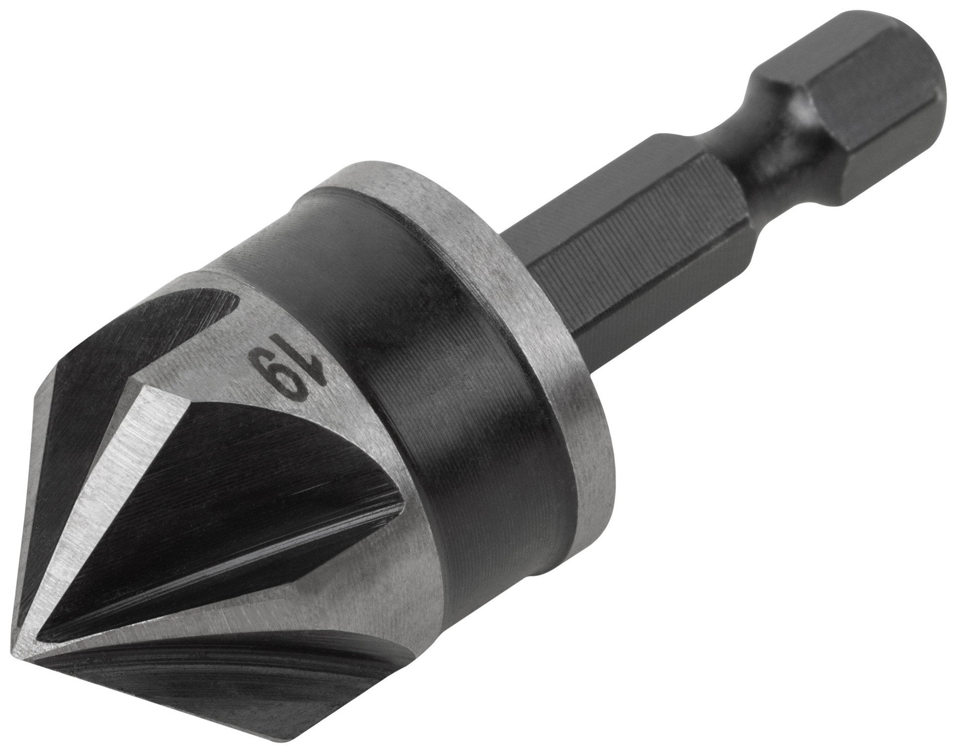 Зенкер конический, легированная сталь, хвостовик под биту, 19 мм (36447)