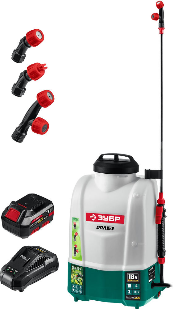 Опрыскиватель аккумуляторный 10 л, 1 АКБ 4 А·ч ЗУБР ОПЛ-10-41