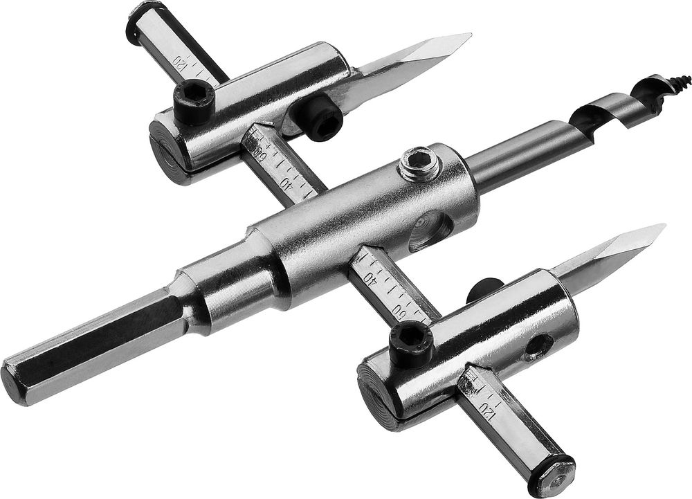 Сверло регулируемое по дереву d 40-120 мм глубина реза 30 мм ЗУБР 29440-120