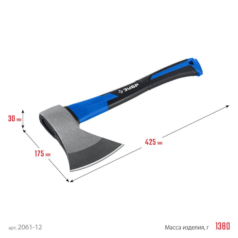 Кованый топор 1200/1380 г 430 мм Профессионал ЗУБР Фибергласс 2061-12