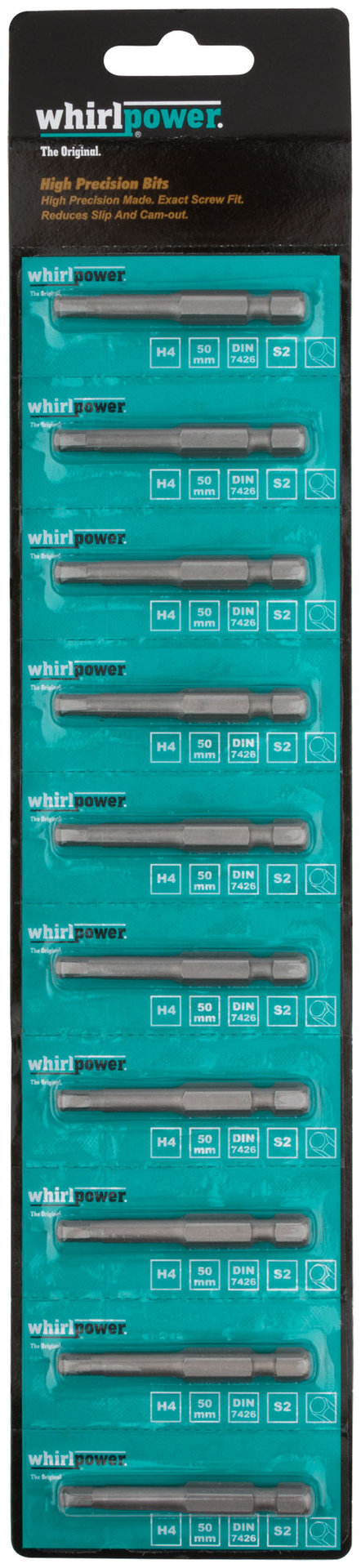 Биты WP, сталь S2, Профи, НЕХ 50 мм H4, 10 шт. (57601)