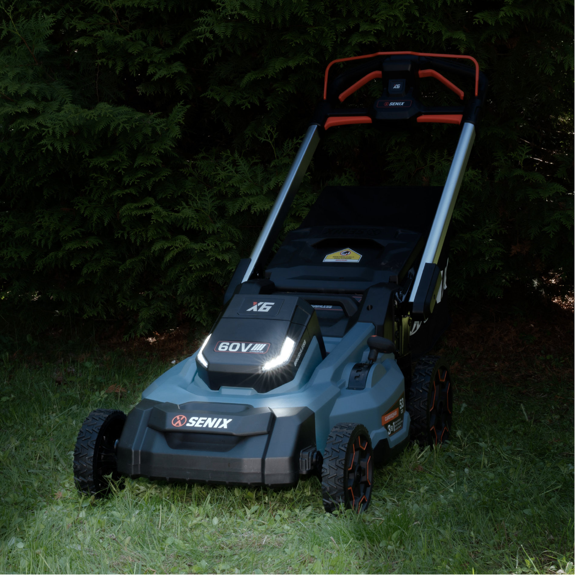 Газонокосилка самоходная аккумуляторная, серия X6, 60В, 3-в-1, 53 см., 1 аккумулятор 4Ач, ЗУ