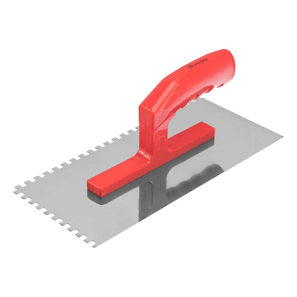 Гладилка стальная, 280 х 130 мм, зеркальная полировка, пластмассовая ручка, зуб 6 х 6 мм Matrix (86775)