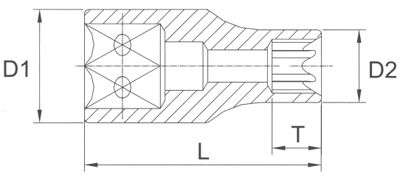 Головка, 1/4, E7, торцевая, E-профиль, Licota, E207