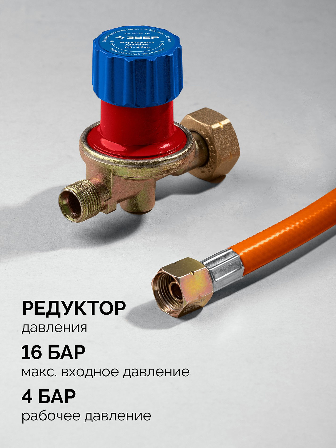 Горелка пропановая в наборе ГП-400Н 400 мм, стаканы 50 мм / 17 мм, шланг 5 м, редуктор ЗУБР Профессионал 55545-H5