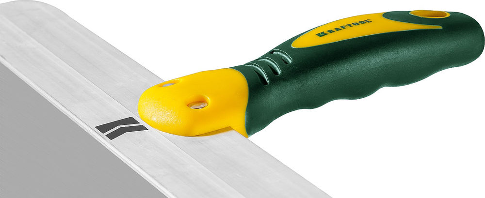 Фасадный шпатель 450 мм, широкое полотно, алюминиевая направляющая, двухкомпонентная ручка, нержавеющий KRAFTOOL 10036-450