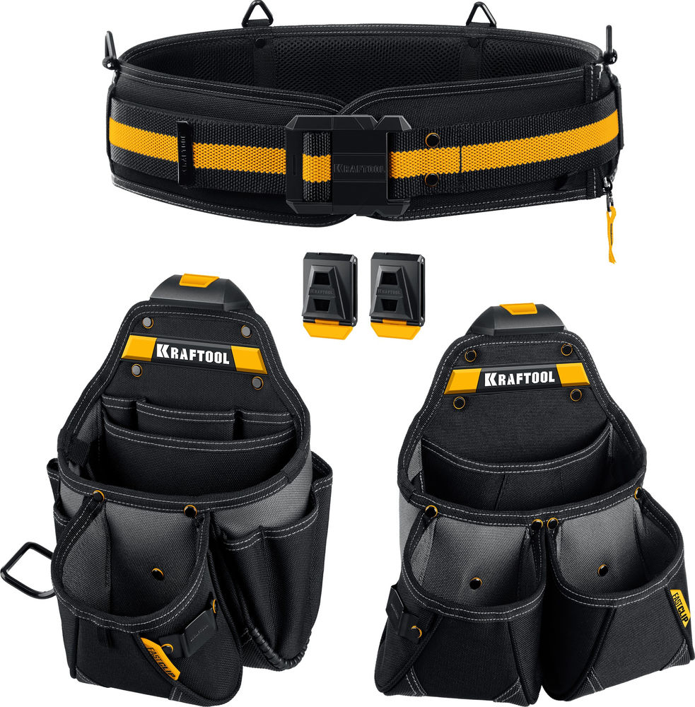 Пояс монтажника в комплекте: пояс монтажника и 2 большие сумки KBS-3L KRAFTOOL 38761