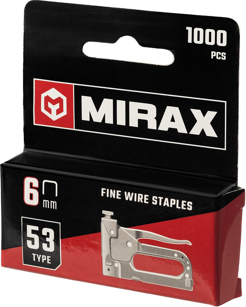 Скобы тип 53 (A/10/JT21), 6 мм, калибр 23GA. 1000 шт MIRAX 3153-06