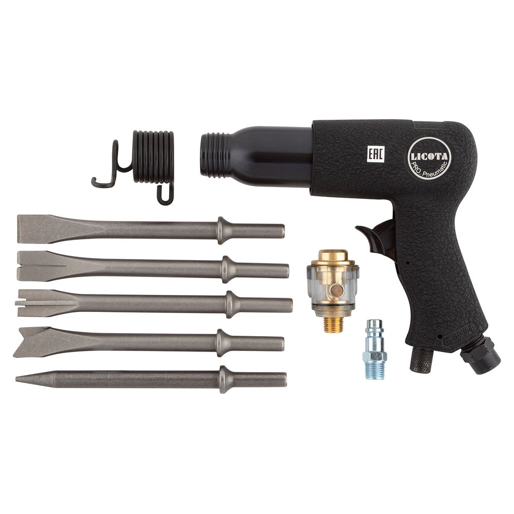Молоток пневматический в комплекте с зубилами в кейсе 10пр., Энерг. уд. 7,2Дж Licota PAH-20002RK