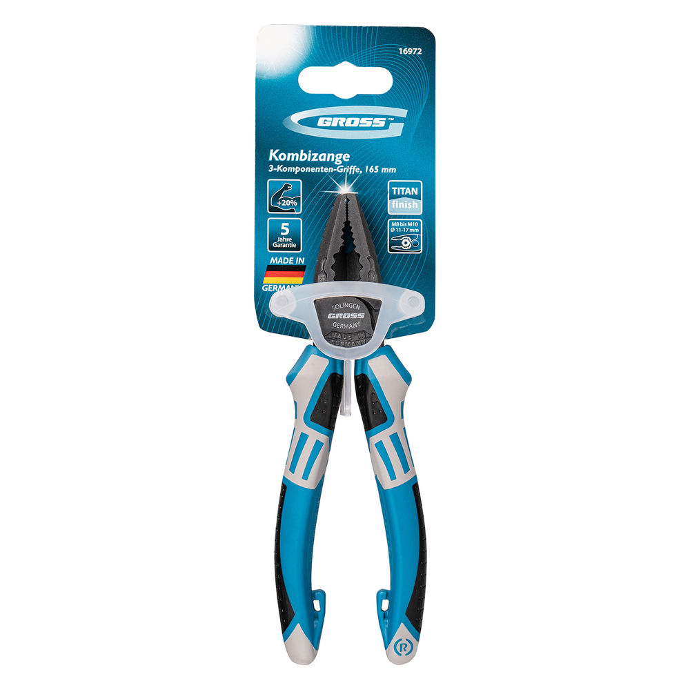 Плоскогубцы комбинированные 165 мм, трехкомпонентные рукоятки Gross (16972)
