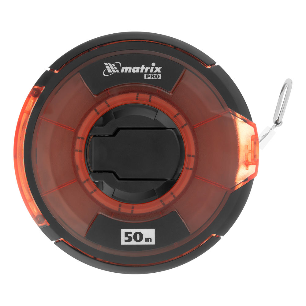 Рулетка геодезическая 50 м х 12,5 мм, закрытый корпус, стальная лента, односторонняя шкала, Pro Matrix