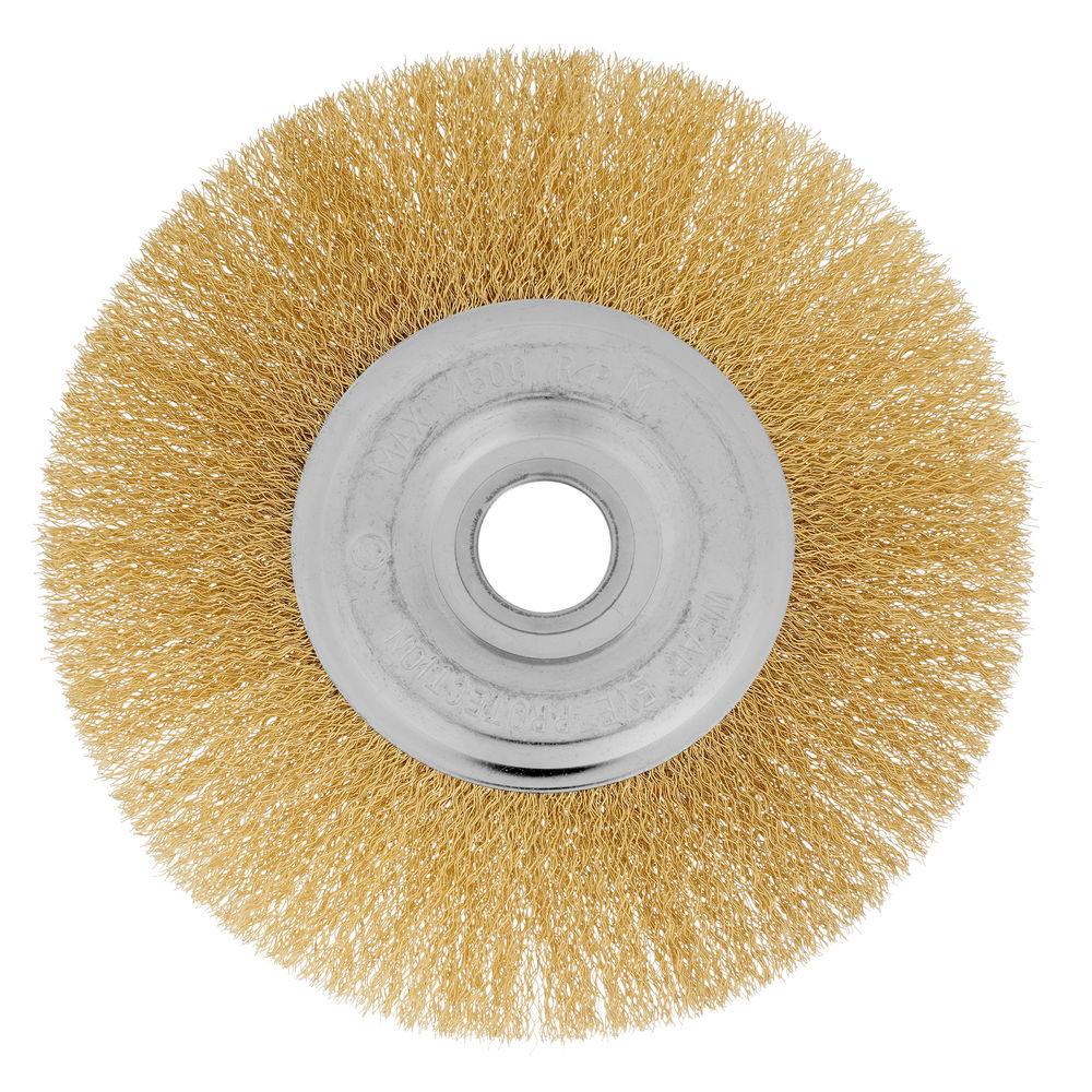 Щетка для УШМ, 175 мм, посадка 22.2 мм, плоская, латунированная витая проволока Matrix (74666)