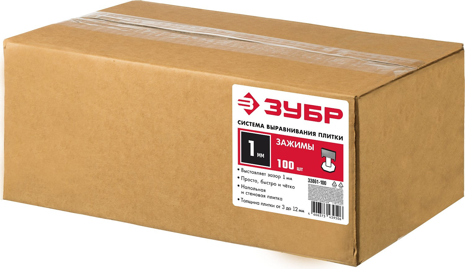 Система выравнивания плитки СВП зажим 1.0 мм, 500 шт ЗУБР 33861-500