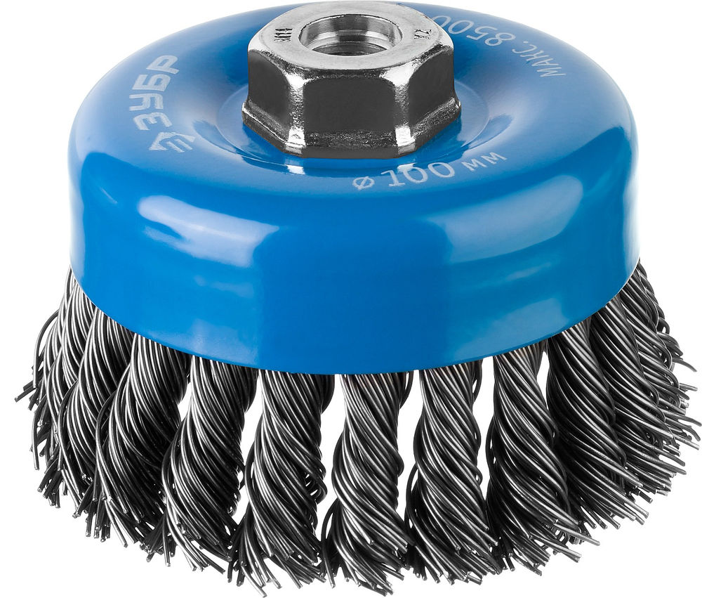Щетка-крацовка чашечная для УШМ 100 мм, стальная проволока 0.8 мм ЗУБР Профессионал 35277-100_z02