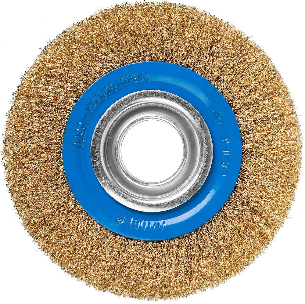 Щетка дисковая для УШМ 150 мм, витая стальная латунированная проволока 0.3 мм ЗУБР Профессионал 35186-150_z01
