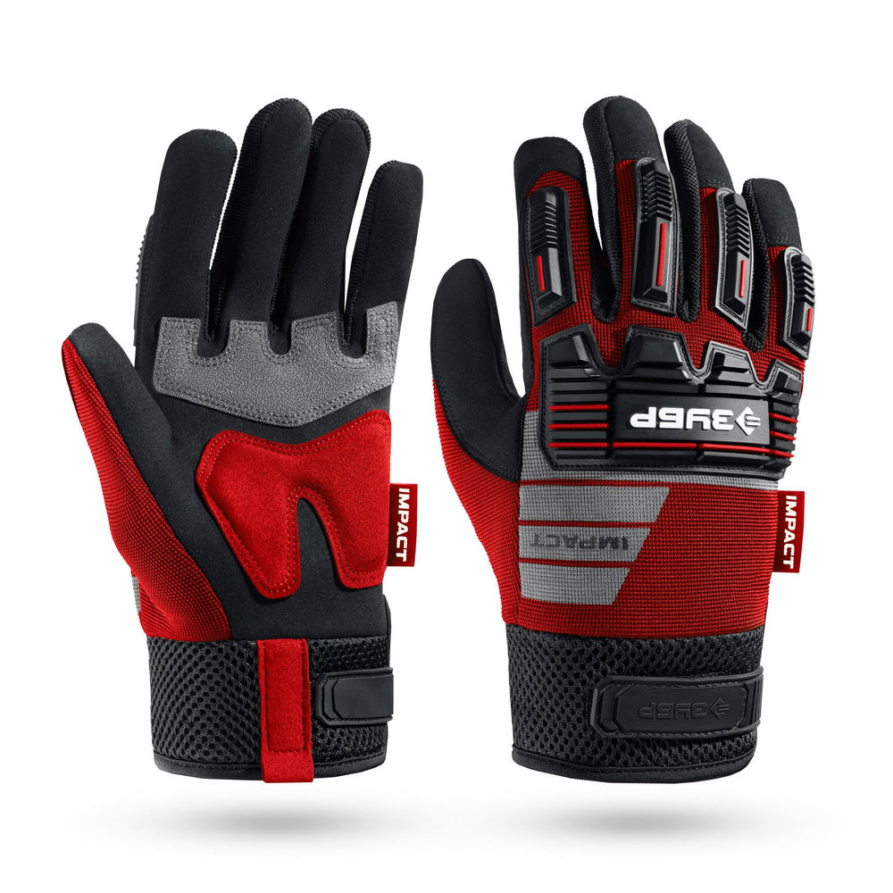 Перчатки комбинированные IMPACT р.L (9), красные, антивибрационные, противоударные ЗУБР Профессионал 11478-L