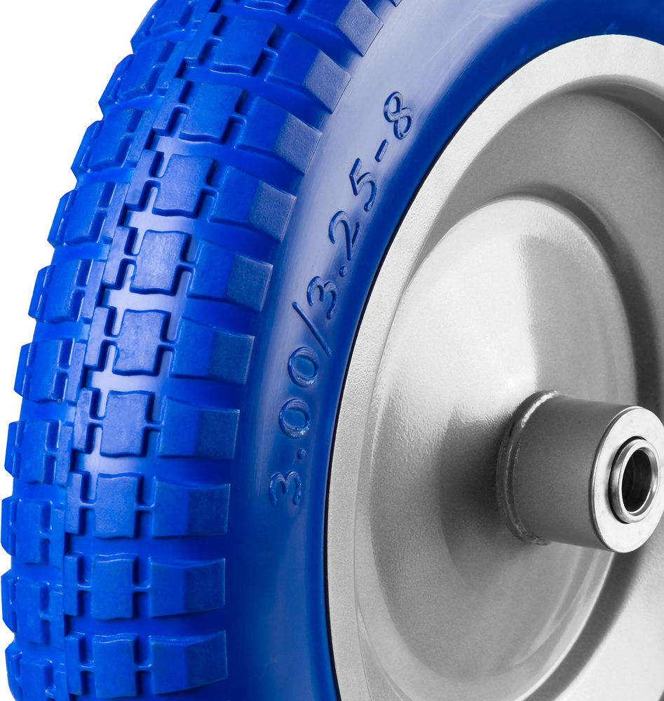 Полиуретановое колесо КПУ-1, 3.25 х 350 мм, для тачек арт. 39901, 39976, стальной диск, подшипник 16 мм ЗУБР Профессионал 39912-1