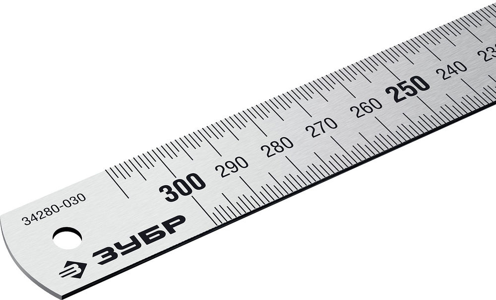 Усиленная нержавеющая линейка длина 0.30 м Профессионал ЗУБР Про-30 34280-030