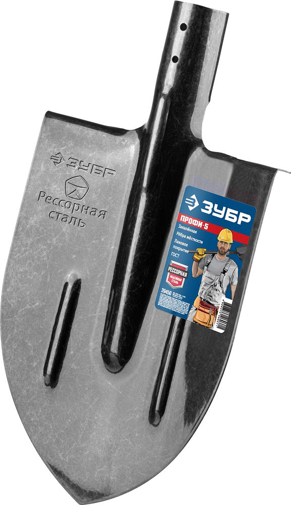 Лопата штыковая тип ЛКО 375 х 210 мм, полотно рессорная сталь 1.6 мм закалено, с ребрами жесткости, без черенка Профессионал ЗУБР ПРОФИ-5 39450