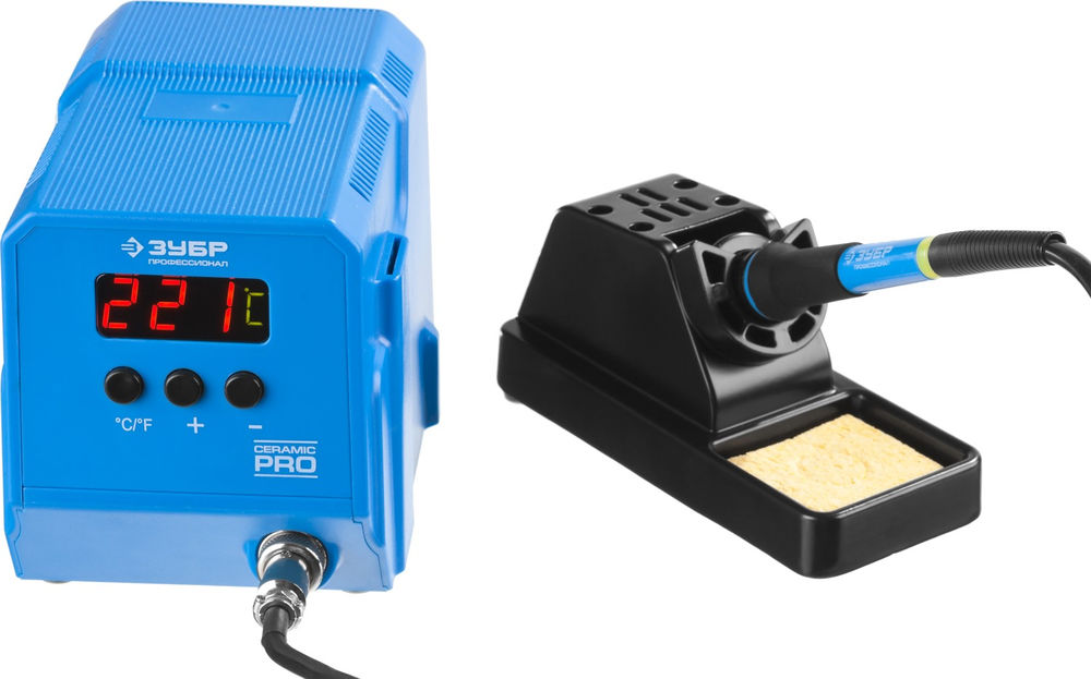 Паяльная станция низкотемпературная цифровая 60 Вт, 50-480°C, керамический нагреватель Профессионал ЗУБР ПСН-60 55336