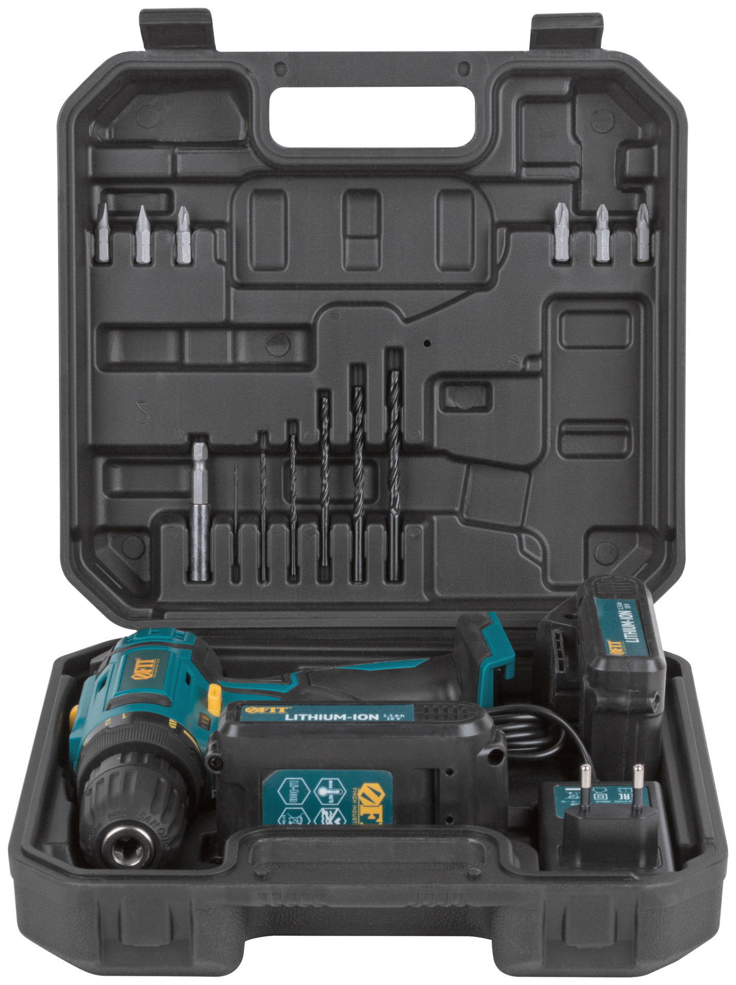 Дрель-Шуруповерт акк. 18 В; 0-400/1450 об/мин; 29 Нм; 2 (Li-Ion) 1,3 Ач; 1,5 ч.; рез. накл.; кейс (80189)