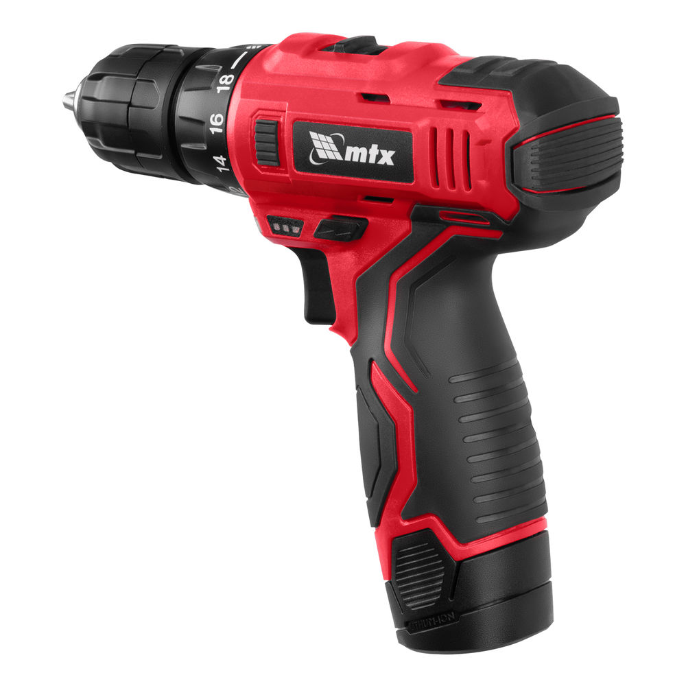 Дрель-шуруповерт аккумуляторная MCDL-12-02P, Li-Ion, 12 В, 2 акк. MTX (26181)