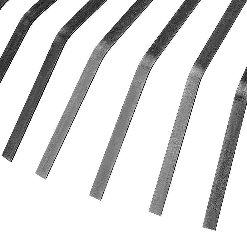 Грабли веерные стальные, 385 мм, 20 плоских зубьев, оксидированные, без черенка, Сибртех (61778)