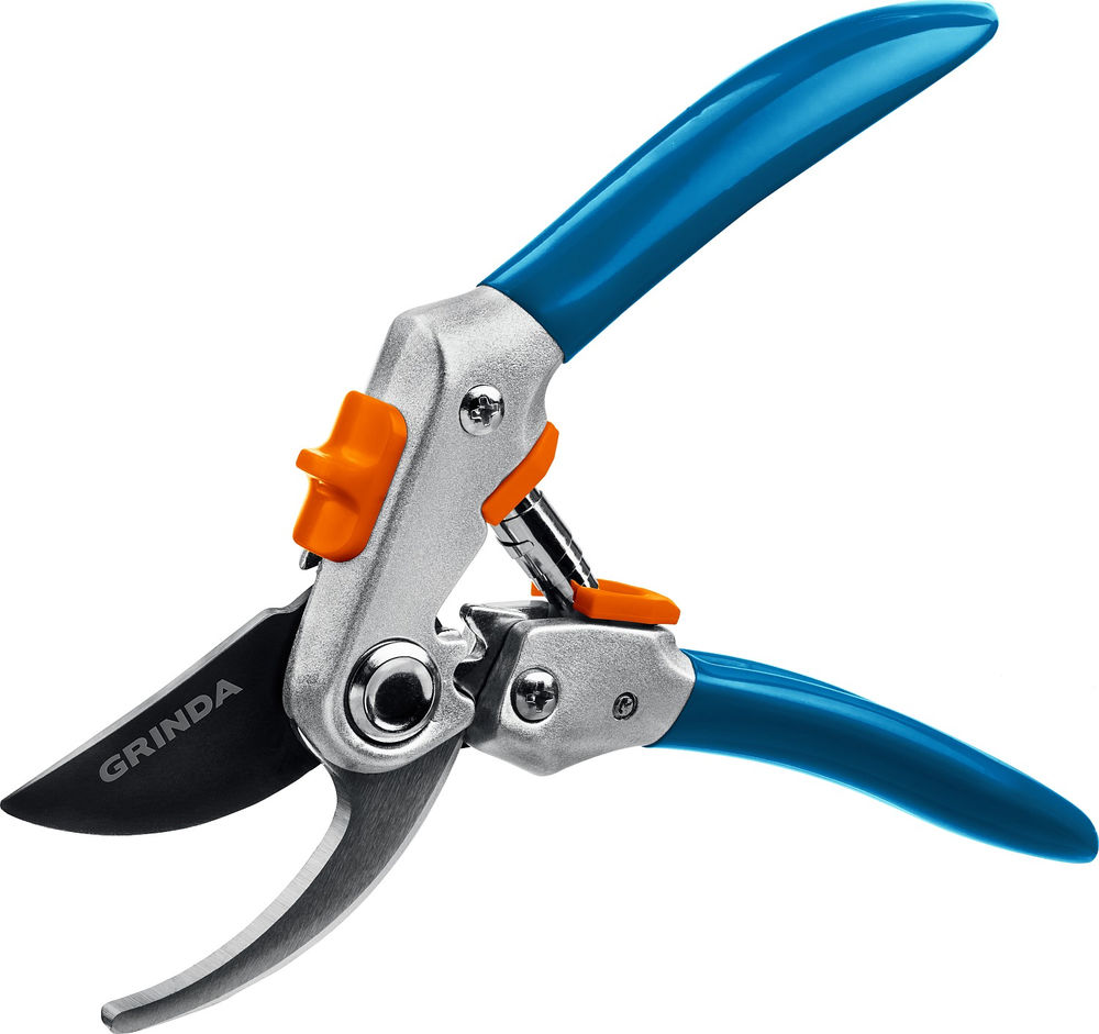 Плоскостной секатор P-51, 200 мм, закаленная сталь, шестерённая передача, двухкомпонентные рукоятки, покрытие ПВХ, PROLine GRINDA 423451_z01