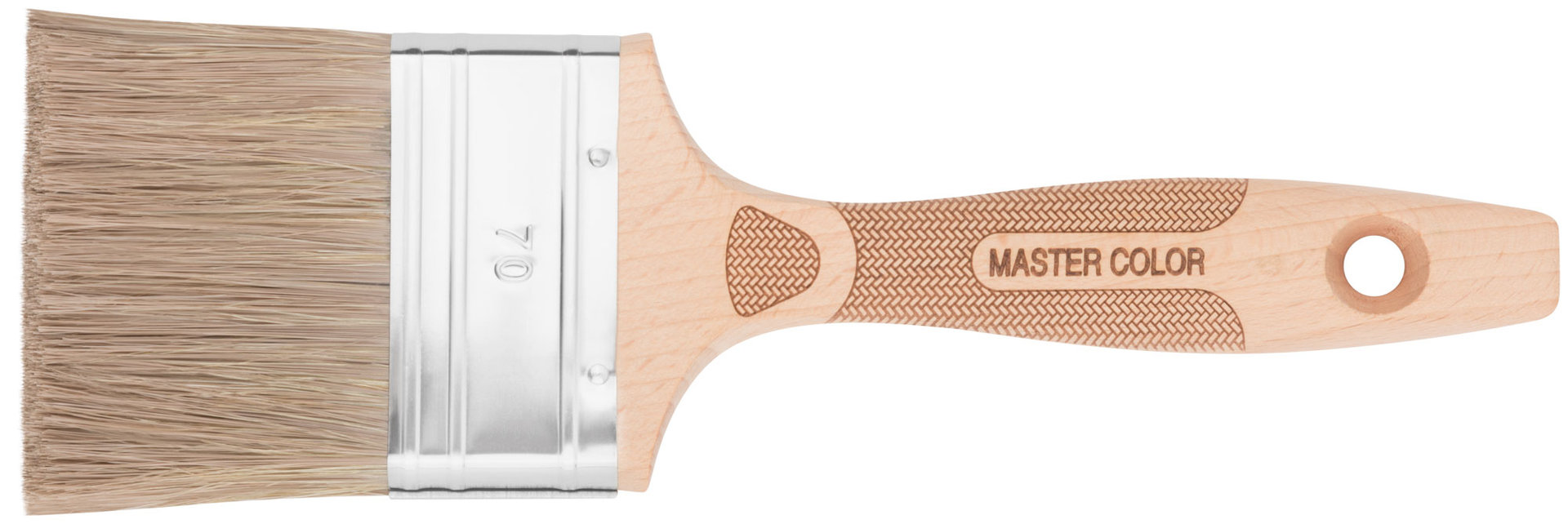 Кисть флейцевая, толщ. 18 мм, 70% ПЭT/30% нат.щетина, нерж. обжим., буковая ручка, ширина 70 мм (30-0025)