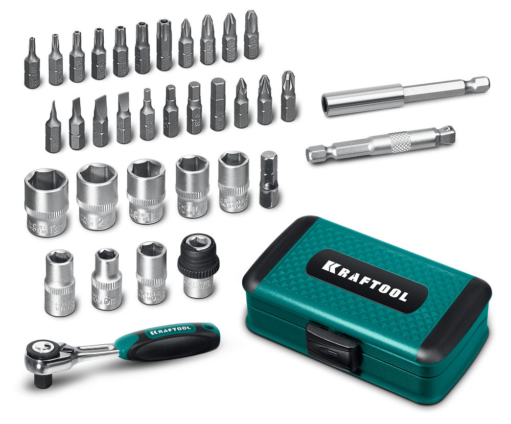 Набор инструмента универсальный 35 предм., 1/4 X-Drive 35 KRAFTOOL 27974