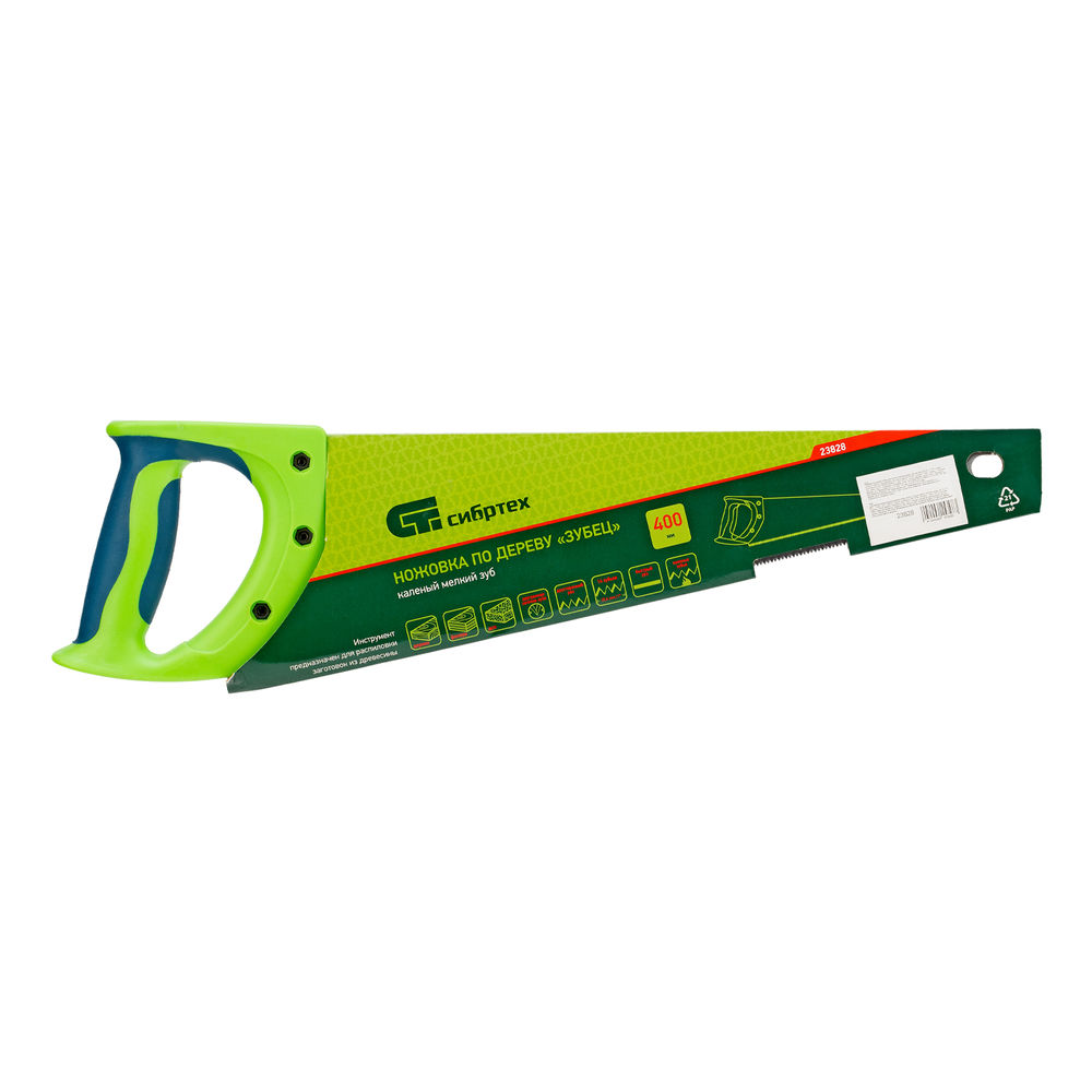 Ножовка по деревуЗубец для точных пильных работ, 400 мм, каленый зуб 2D, 14 TPI, двухкомпонентная рукоятка Сибртех