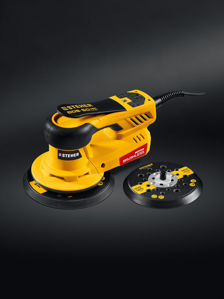 Машина орбитально-шлифовальная бесщеточная d125 / d150 мм, 5.0 мм, 350 Вт, кейс BOS-50 Duo STEHER BOS-50