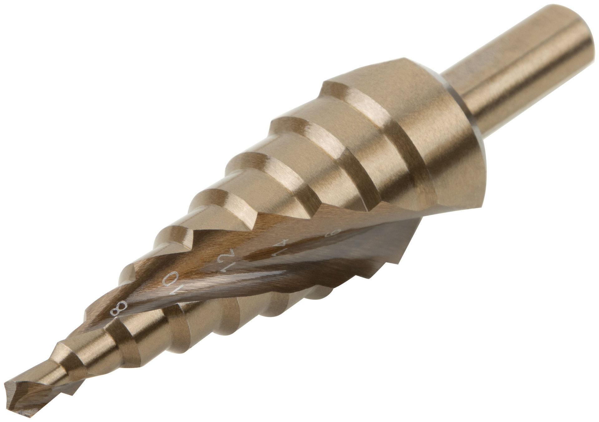 Сверло ступенчатое HSS Co5% ( Р6М5К5 ) по металлу, спиральный профиль, 9 ступеней, 4-20 мм